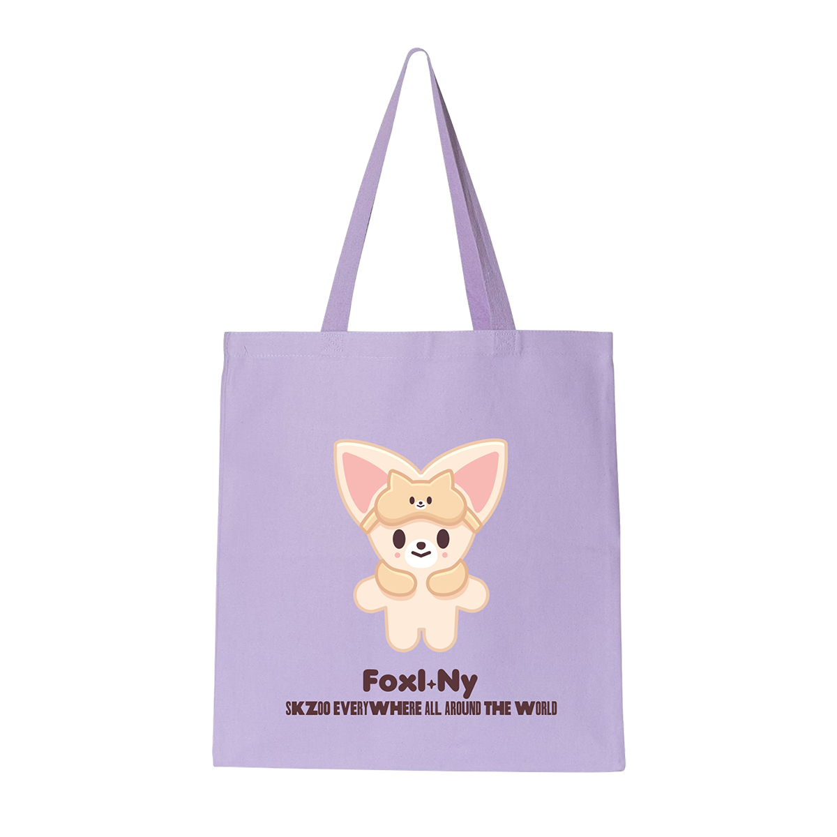 SKZOO FoxI.Ny lavender tote bag with character print