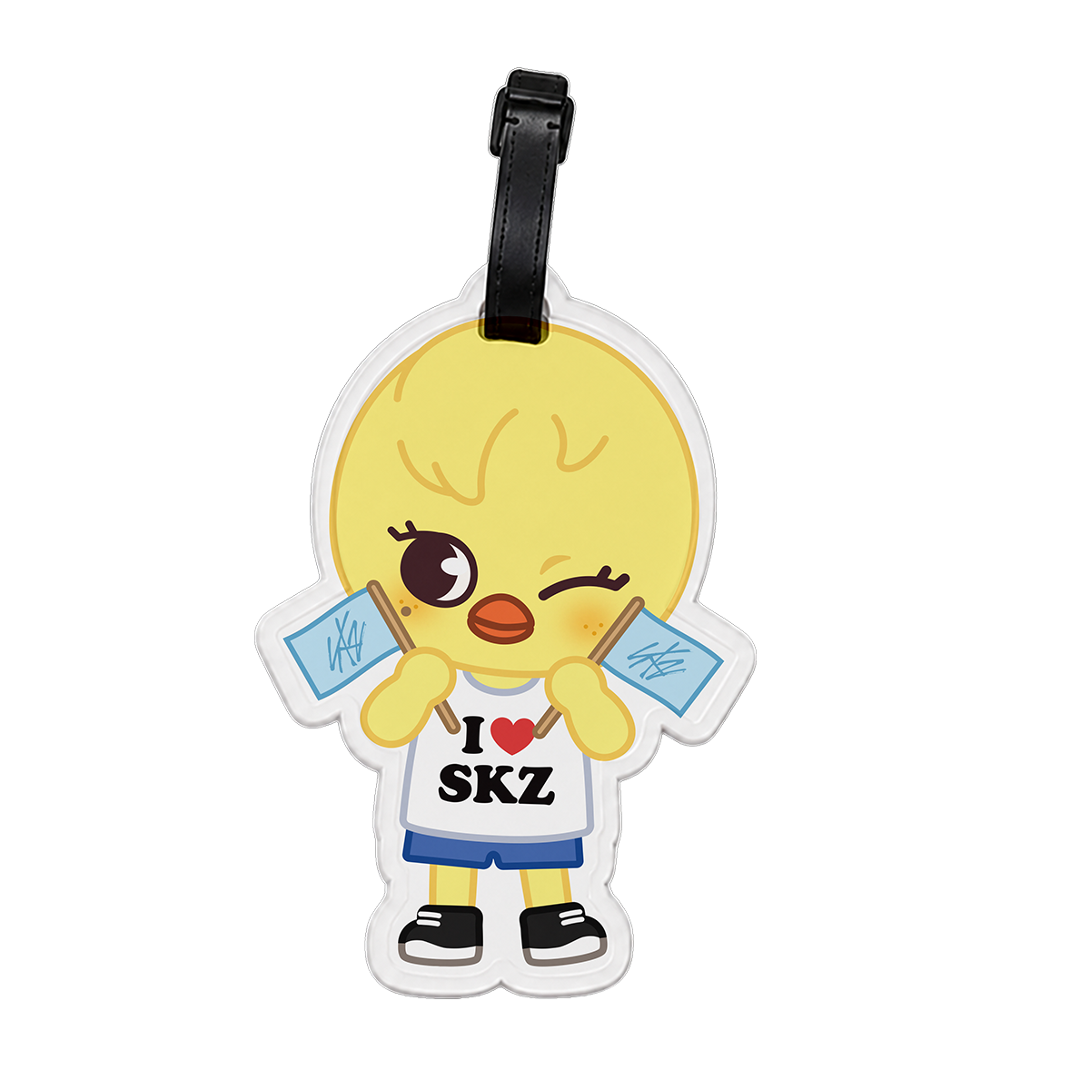 SKZOO BbokAri luggage tag with I heart SKZ design and secure strap