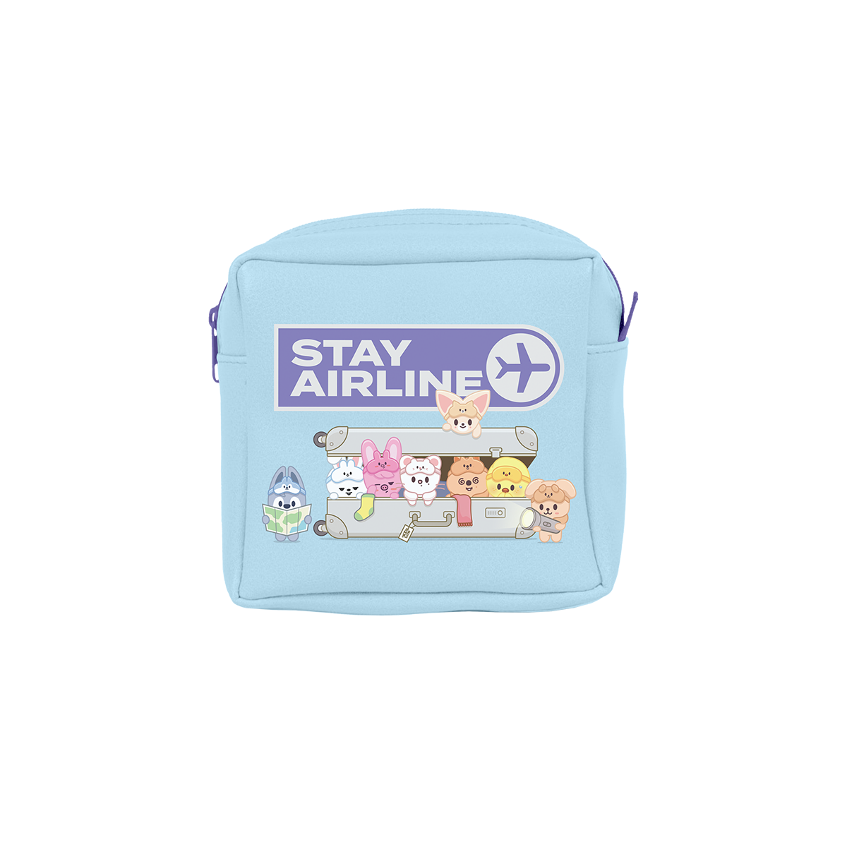 SKZOO mini zip pouch with Stay Airline character artwork